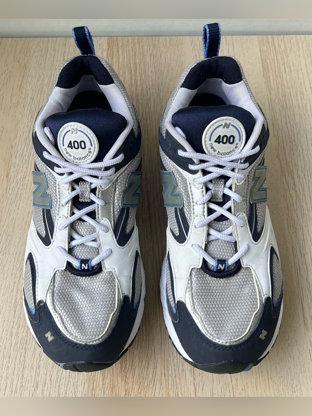 New Balance 400 Y2K Mesh Running Dad Sneakers White Navy Silver US 10 - Picture 3 of 15